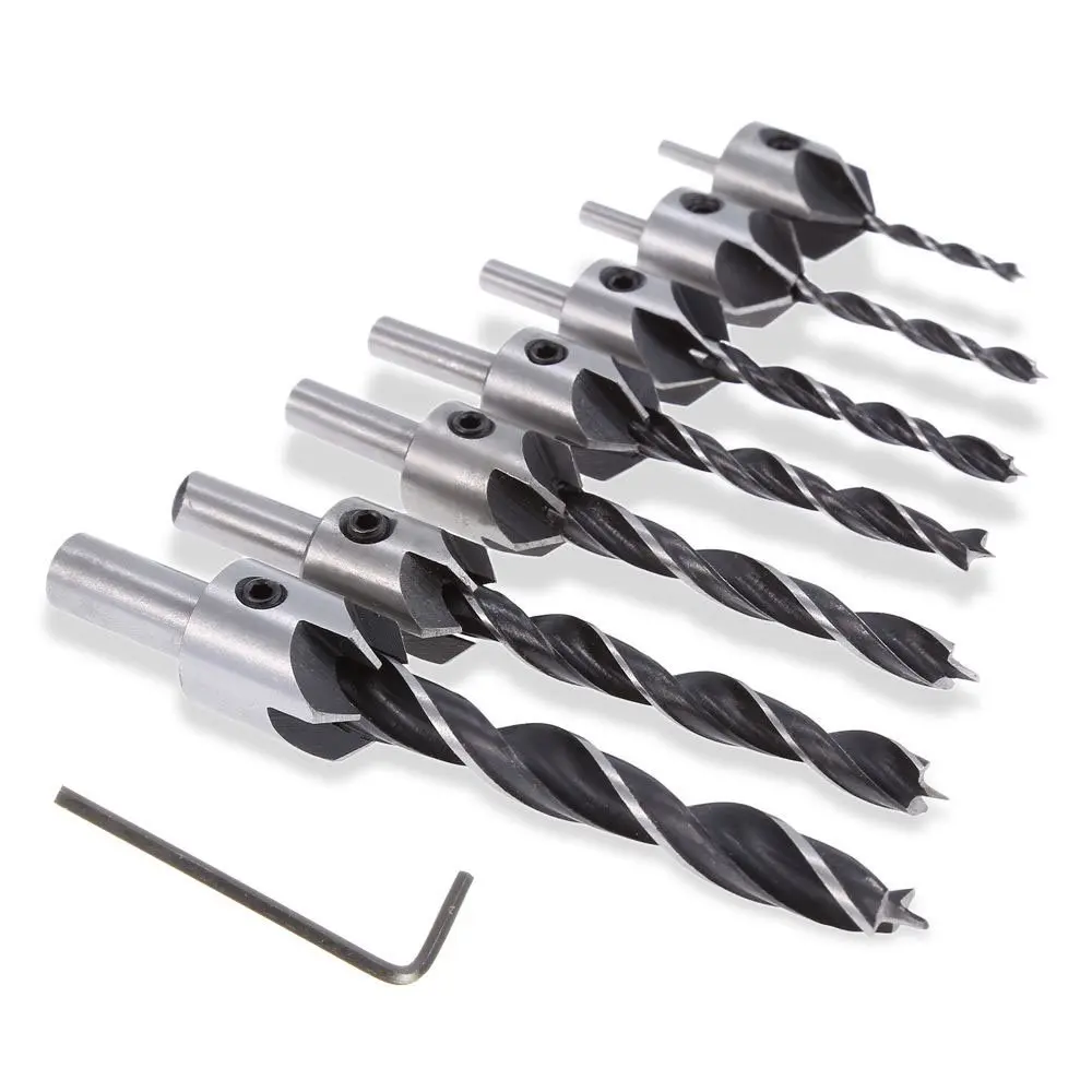 7pcs 5 Flute Countersink Drills Bit HSS Drills Bit Reamer Set For
