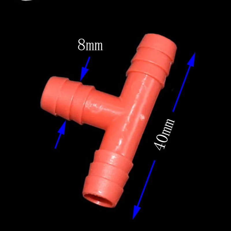 100 pcs Poultry farming ABS Tee tube 8mm Chicken Rabbit Quail Doves Pets And Other Poultry Nipple Drinker Mounting Connector