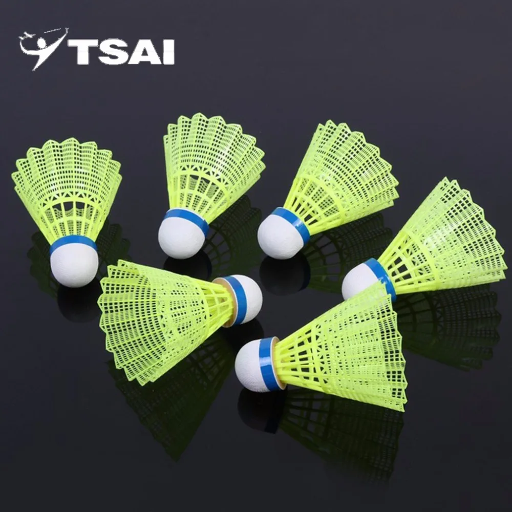 Tsai Super durable y ligero nylon plástico Bádminton entrenamiento pelota de plástico de transporte corcho cabeza de bola de madera