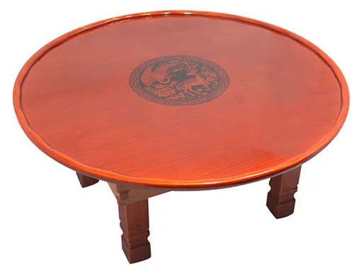 Round Living Room Table 75cm Folding Leg  Korean Antique Furniture Asian Floor Table for Dinning Traditional Wood Coffee Table