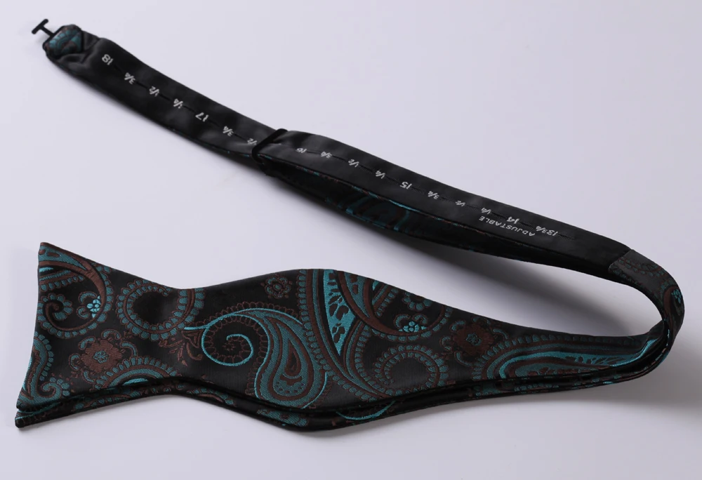  BF4006G Green Black Paisley 100%Silk Jacquard Woven Men Butterfly Self Bow Tie BowTie Pocket Square