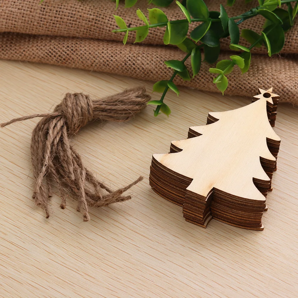 

10Pcs Party Christmas Decoration DIY Crafts Gift Santa Claus Boots Bell Deer Snowman Angel Wood Ornament Xmas Tree Hanging Decor