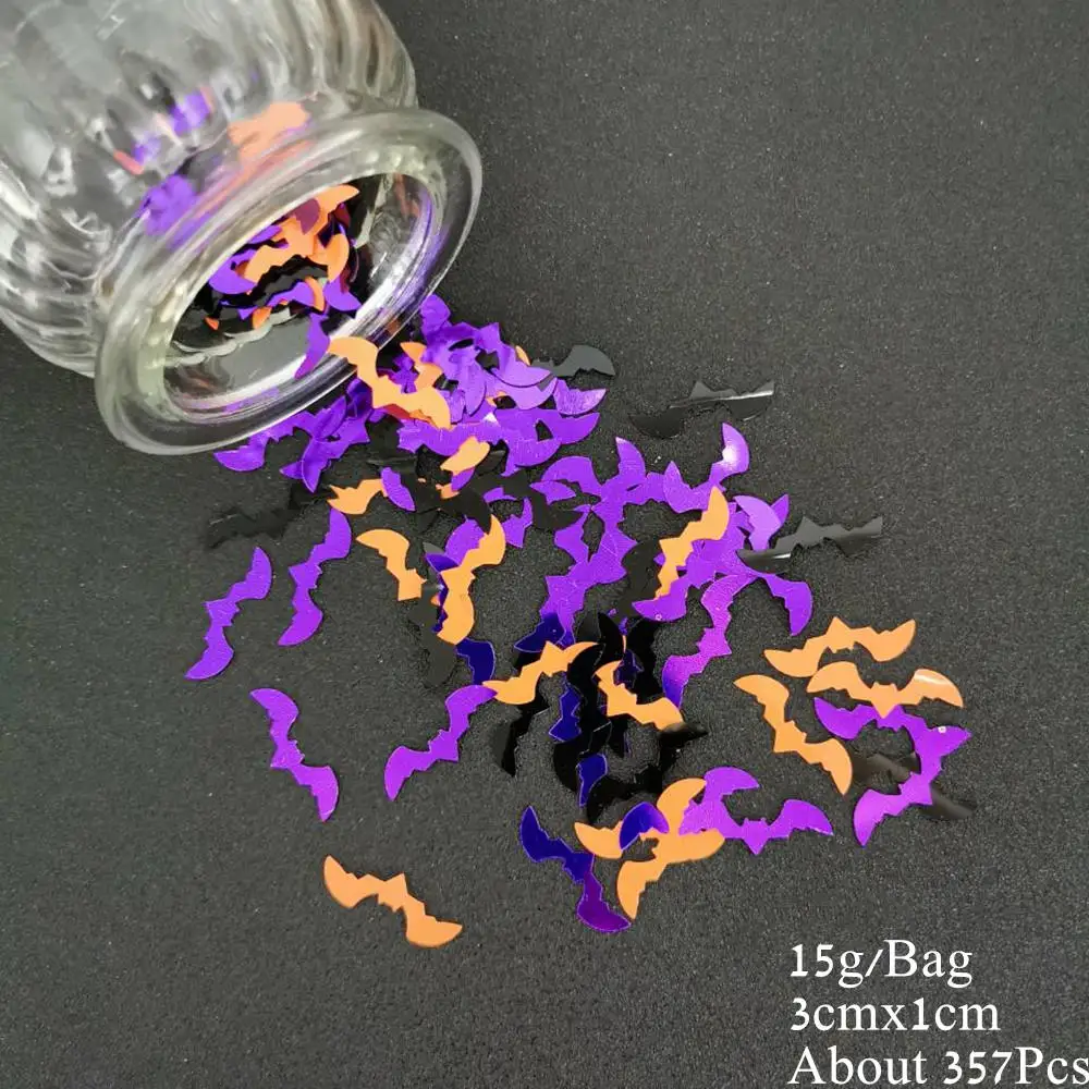 15 г Конфетти Для Хэллоуина Черный Оранжевый Фиолетовый паук летучая мышь кошка конфетти-блестки DIY Хэллоуин украшения разбрызгивает вечерние принадлежности - Цвет: Bat A