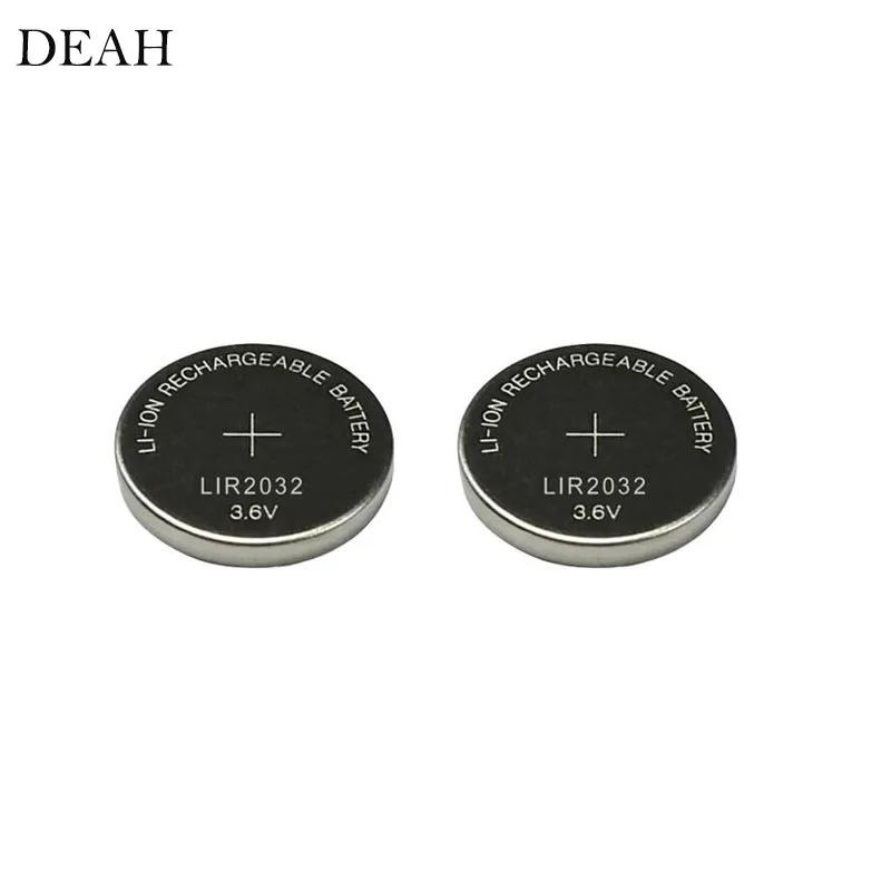 

2pcs 3.6V 40mah LIR2032 LIR 2032 lithium rechargeable battery for remote control watch computer motherboard button cell CR2032