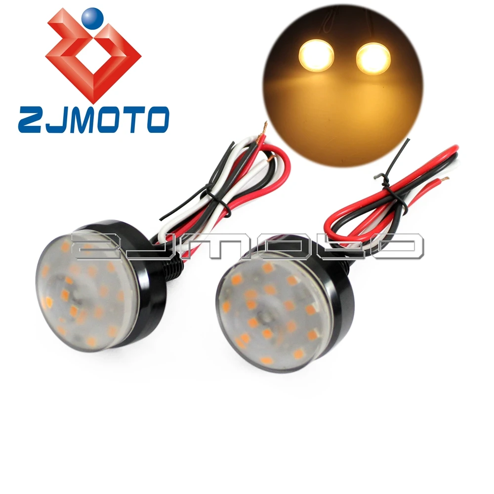 Amber Light Motorcycle 1" 25mm Bar End Led Turn Signals Indicators Handlebar End Turn Signal