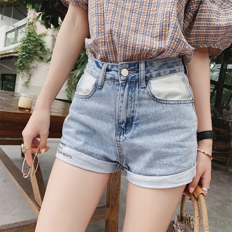 

Mishow Women High Waist Stretch Shorts Bottom Wash Blue Jeans Summer Beach Slim Shorts Jeans MX19B2227