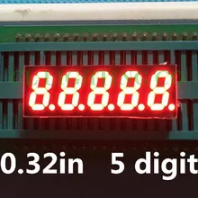 Красный 0,3" дюймовый светодиодный цифровая трубка 0.32in цифровая трубка 7-сегментный светодиодный дисплей 5 цифр общий анод