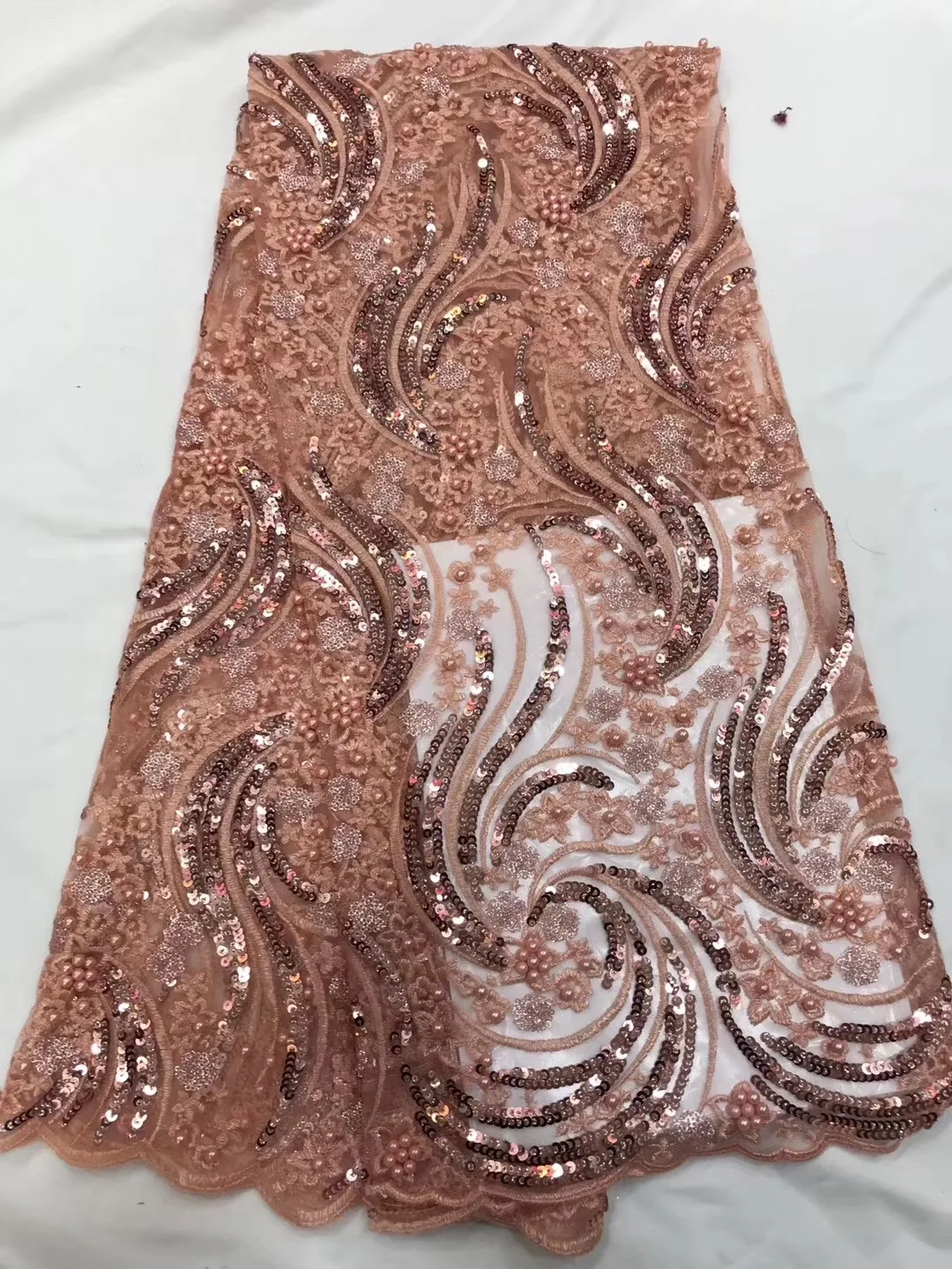 Высокое Качество бусины из камня кружевная последовательность Кружева блесток вышитая кружевная тюль ткани женские платье золото CD692 - Цвет: As Picture