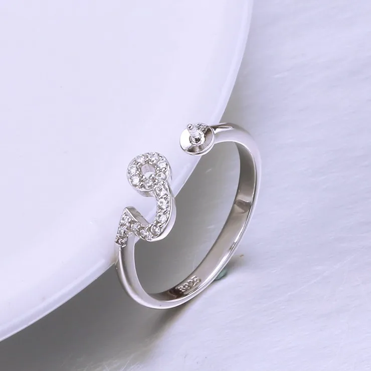 

925 Sterling Silver Pearl Ring Finger Ring Adjustable Ring Fashion Findings Jewelry Parts Fittings Accessories, 3pcs/lot