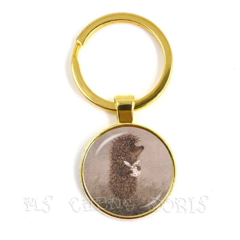 The Hedgehog in the Mist Key Chains 25mm Glass Dome Keychain Little Fog Creative Jewelry For Women Men Kids Gift | Украшения и