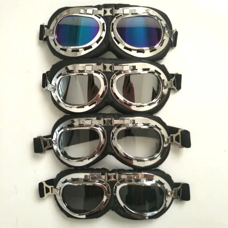 

Retro Motorcycle Glasses Anti-UV Scooter Goggles Classic Vintage Pilot Goggles Motorbike jet helmet windproof Protection Goggles