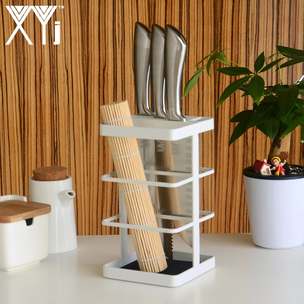 

XYj Tool Knife Holder Damascus Stainless Steel Kitchen Knife Accessories Block Multipurpose Knife Stand Free Kitchen Gift Rag