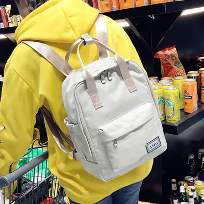 Водонепроницаемый холщовый рюкзак маленький женский студенческий рюкзак для путешествий - Цвет: big