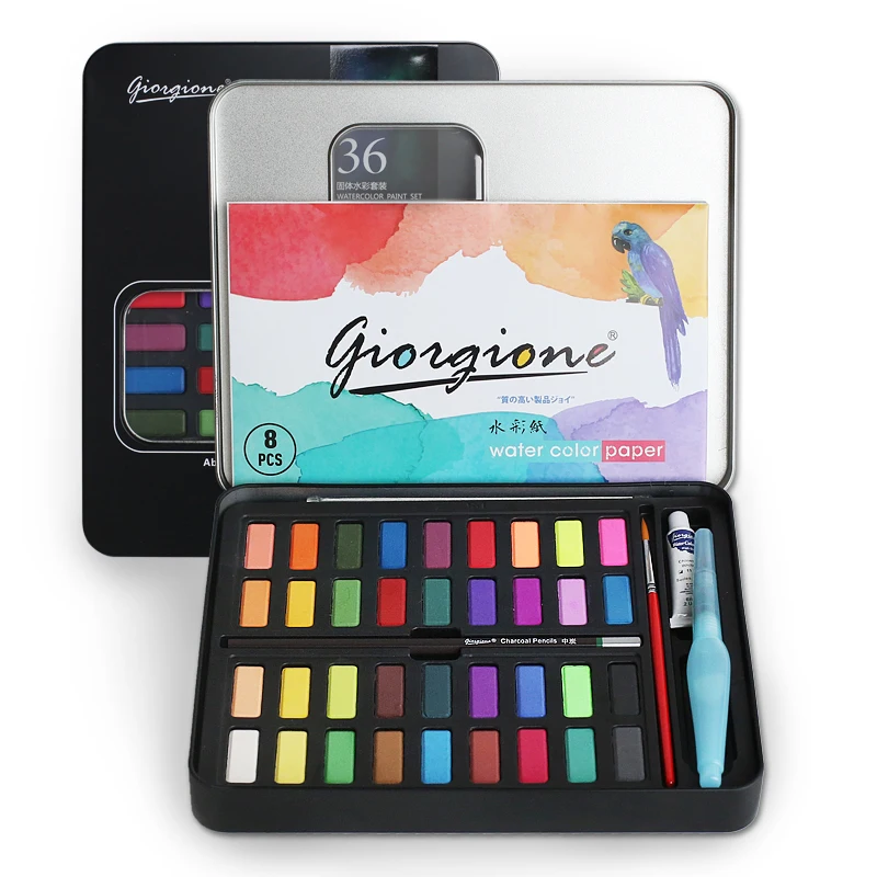 36 Colors Solid Waterolor Paints Set Portable Outdoor Watercolor
