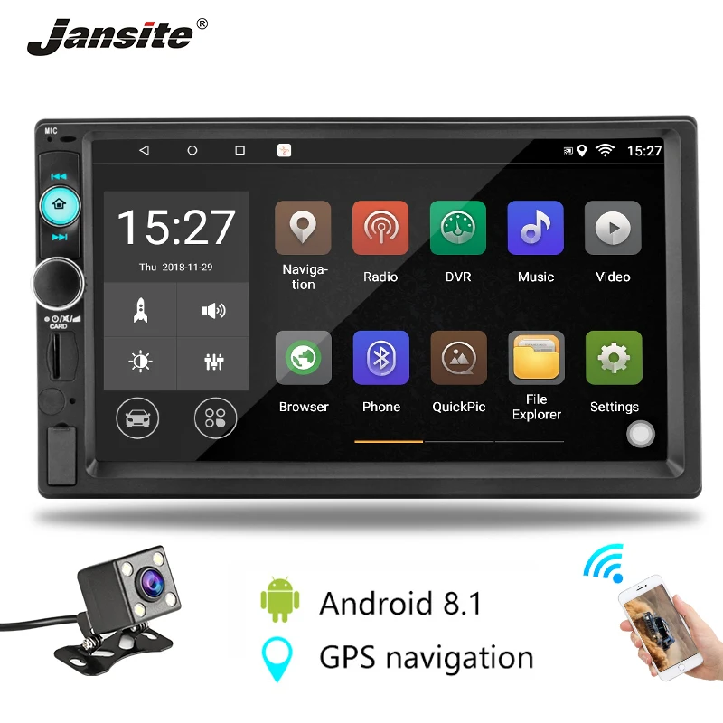 

Jansite 7 inches 2 din Car Radio DVD player Digital Touch screen Android 8.1 Multimedia player mirror Autoradio With Rear camera