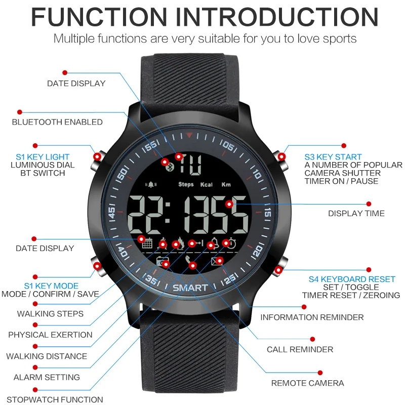 Hiwego Hiking Sports Smart Watch 5ATM Waterproof Smartwatch 365 Days Stand-by Time Wearable Devices For Android iOS Men Women