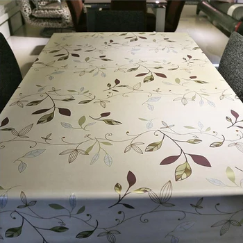 

PVC Leaves Table Cloth Protector Desk Pad Soft Glass Dining Tablecloth Transparent Top Table Cloth Plastic Mat 137