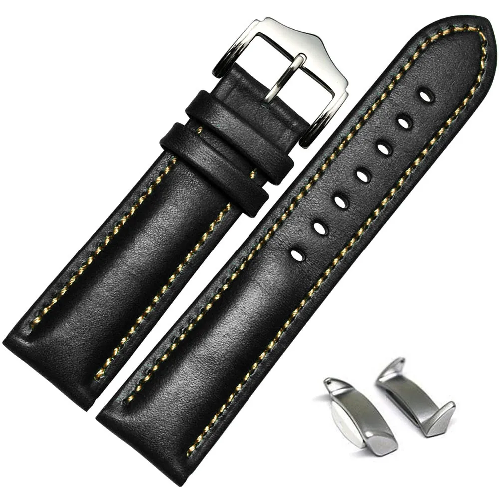 20mm High Quality Watch Straps Genuine Leather Watch Band + Lugs