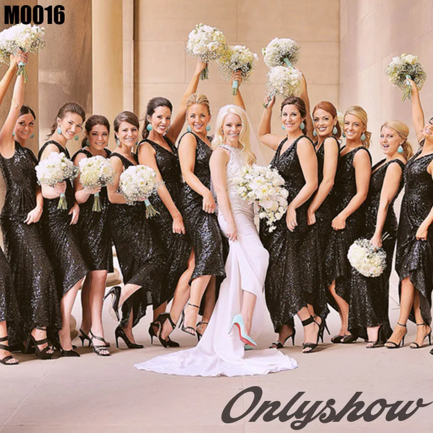 black sequins bridesmaid dress