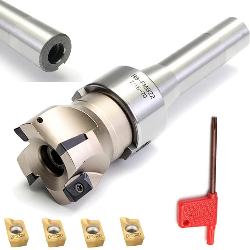 

R8 Fmb22 Shank Arbor+ 400r Face End Mill Cutter+apmt1604 Carbide Inserts Wrench
