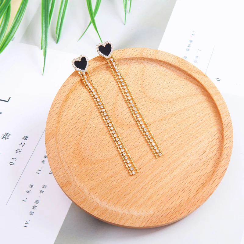 Серьги модное ювелирное изделие Длинная Золотая цепочка с подвеской из эмали