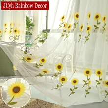 Floral Embroidered Sheer Tulle Curtains For Living Room Girls Blue French Lace Modern Curtain For Bedroom Linen Window Curtains