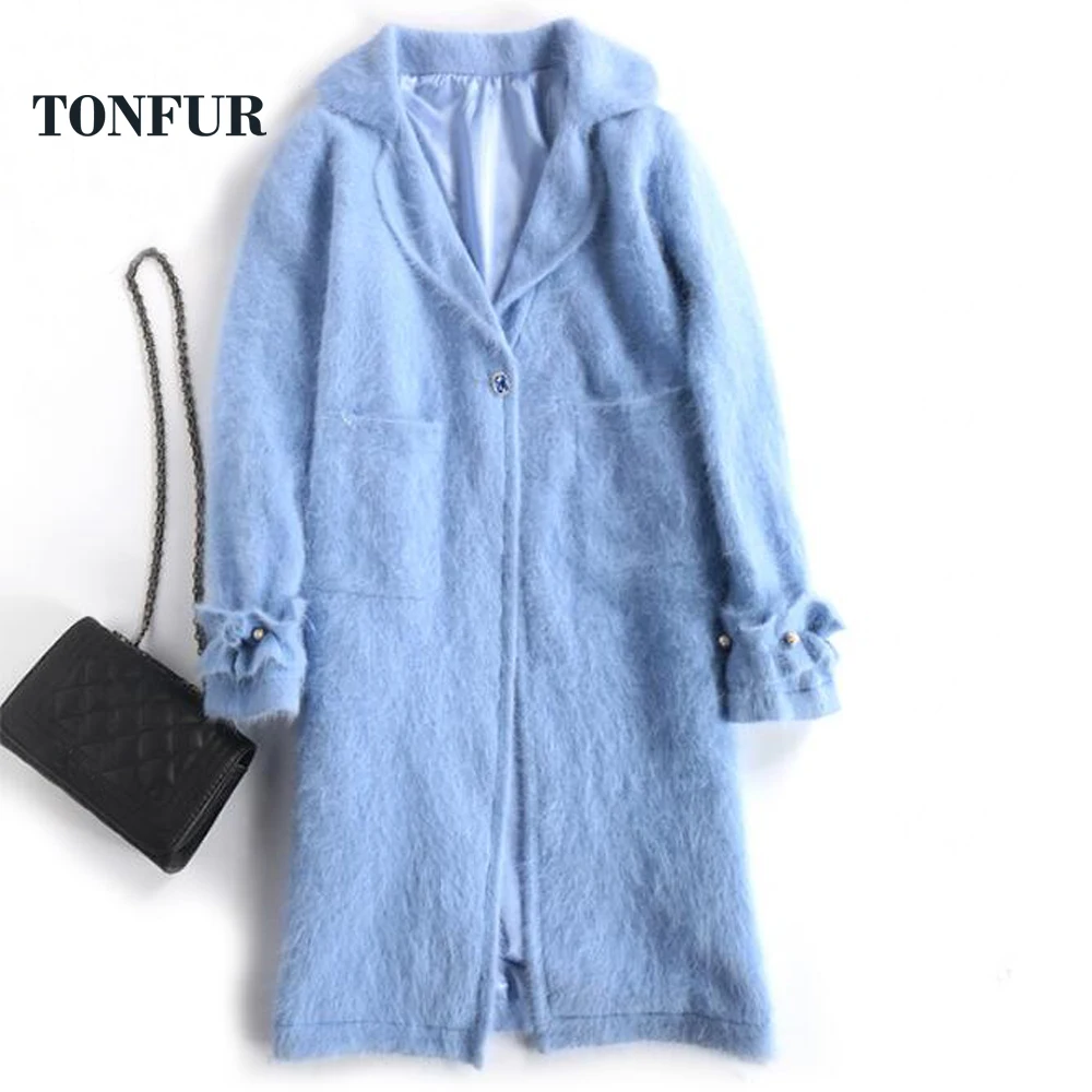 2019 New 100% Natural Mink Cashmere Long Hair Coat Luxury Real Overcat SR237 | Женская одежда