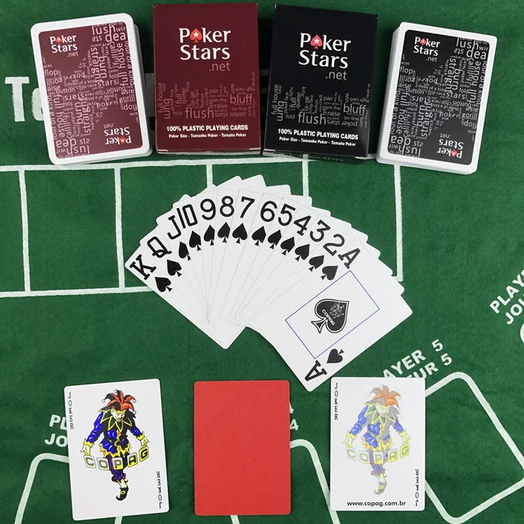 New Hot 2 Sets/Lot Texas Holdem Plastic playing card game poker cards Waterproof and dull polish poker star Board games qenueson