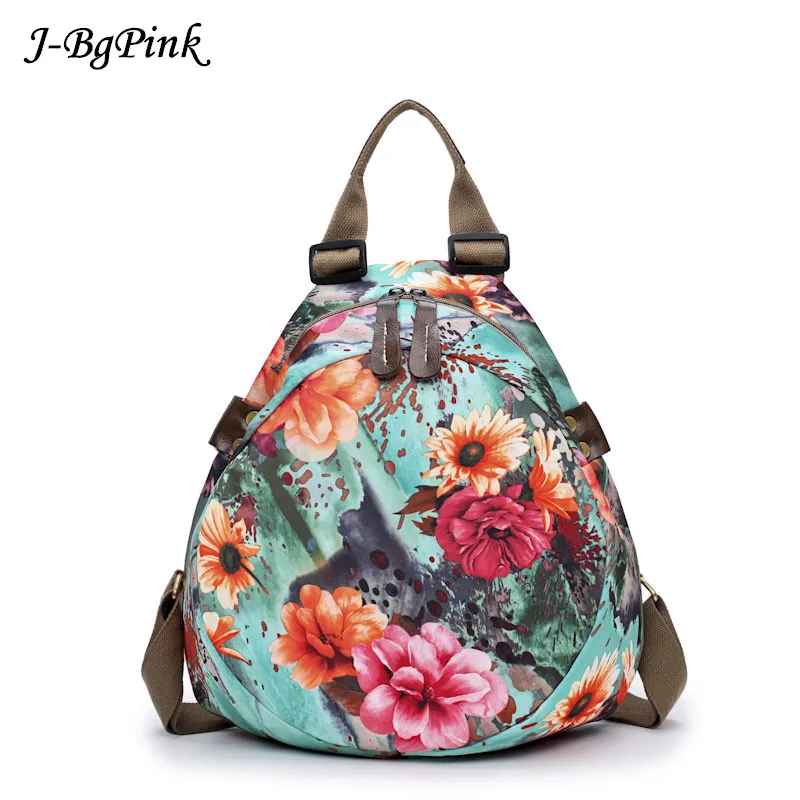 

J-Bg Pink Sac a Dos Femme Mochilas Morrales Para Graffiti mujer Women Girls Rose Flower Printed Nylon Bag Backpack School Bag