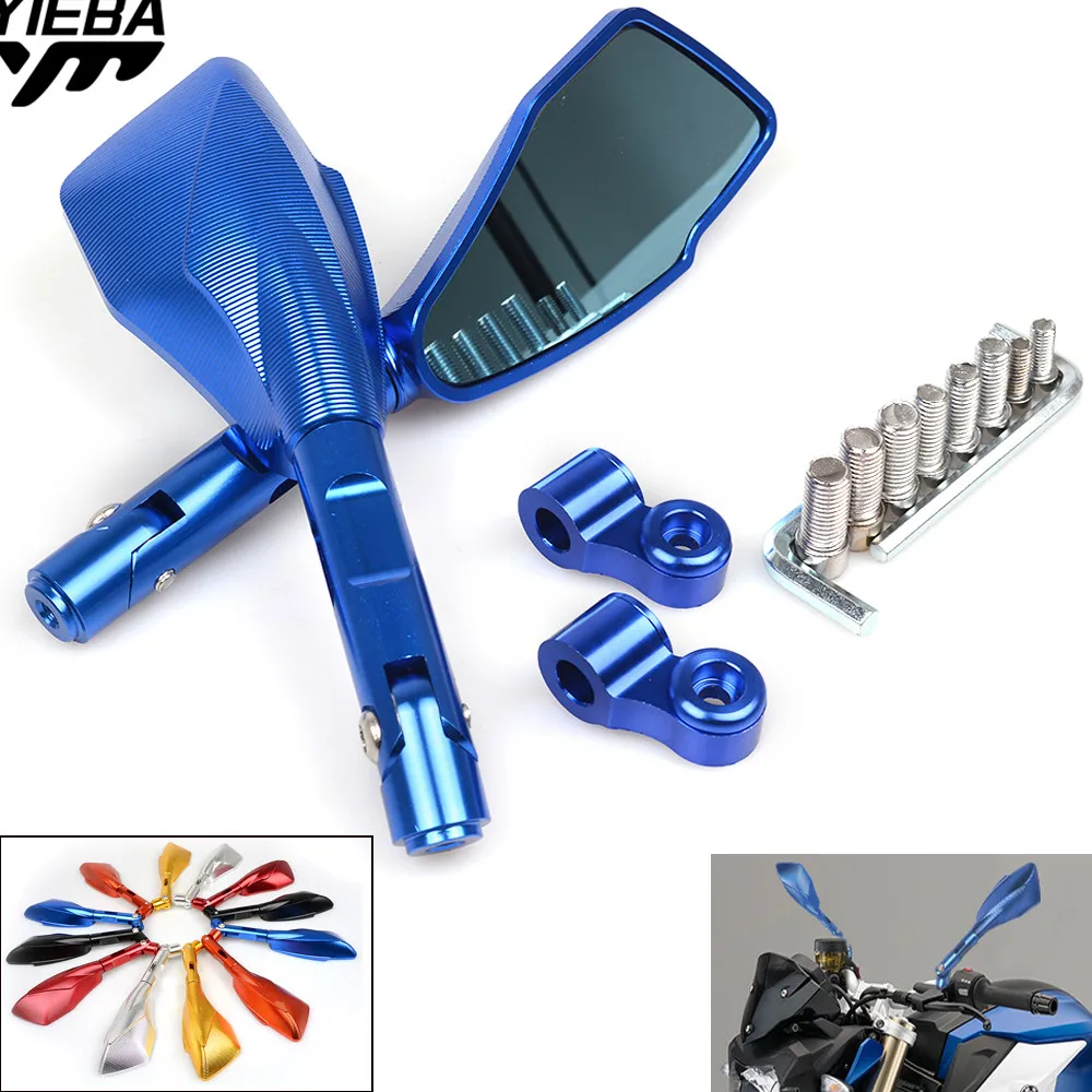 1pair Motorcycle Rearview Mirrors Blue Glass Side Mirror FOR KAWASAKI VERSYS 1000 12-14 ZX10R Z900 Z650 16-17 RC125/125