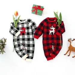 Рождественская Одежда для новорожденных девочек и мальчиков Детский комбинезон детский Рождественский костюм одежда для малышей от 0 до 24