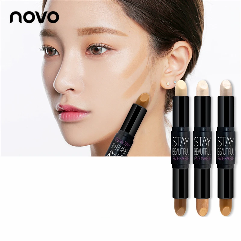 

Makeup Creamy Double-ended 2 in1 Contour Stick Contouring Highlighter Bronzer Create 3D Face Makeup Concealer Full Cover Blemish