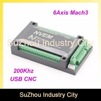 

Free Shipping 6Axis MACH3 USB CNC Motion Control Card 200KHz breakout board interface adapter board Controller NVUM driver board