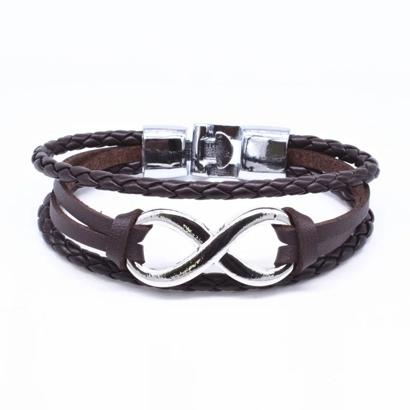 Модный браслет «бесконечность» Геометрическая длина 21 см браслет с кожаной веревкой браслеты для женщин винтажные ювелирные изделия pulseras mujer