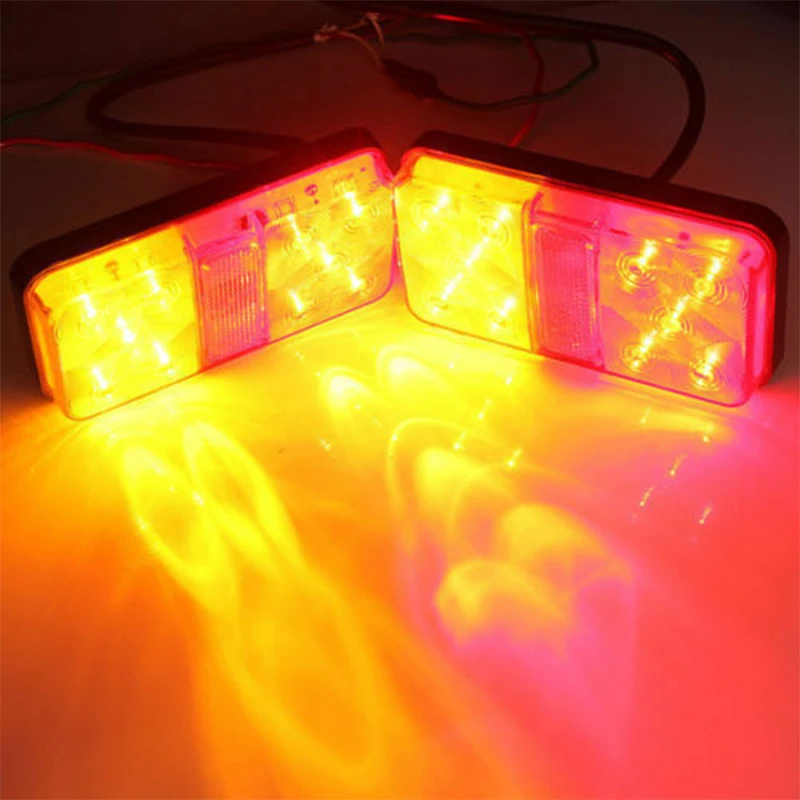 

Pair 12V Rear Stop 10 LED Lights Tail Indicator Lamp Trailer Truck Van Lorry