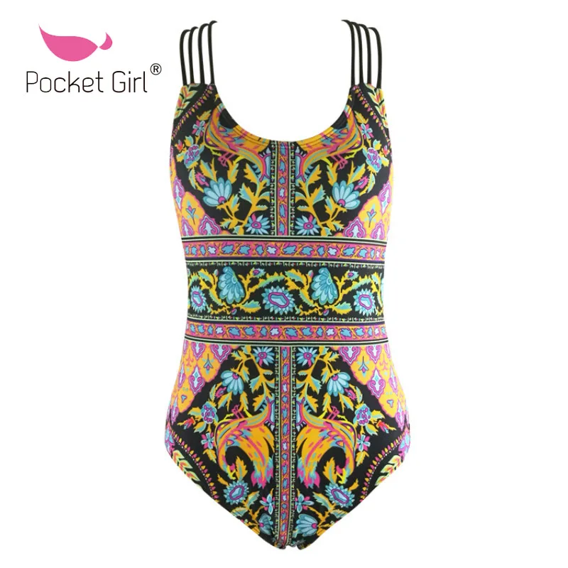 Buy Pocket Girl One Piece Swimsuit Printed Ethnic