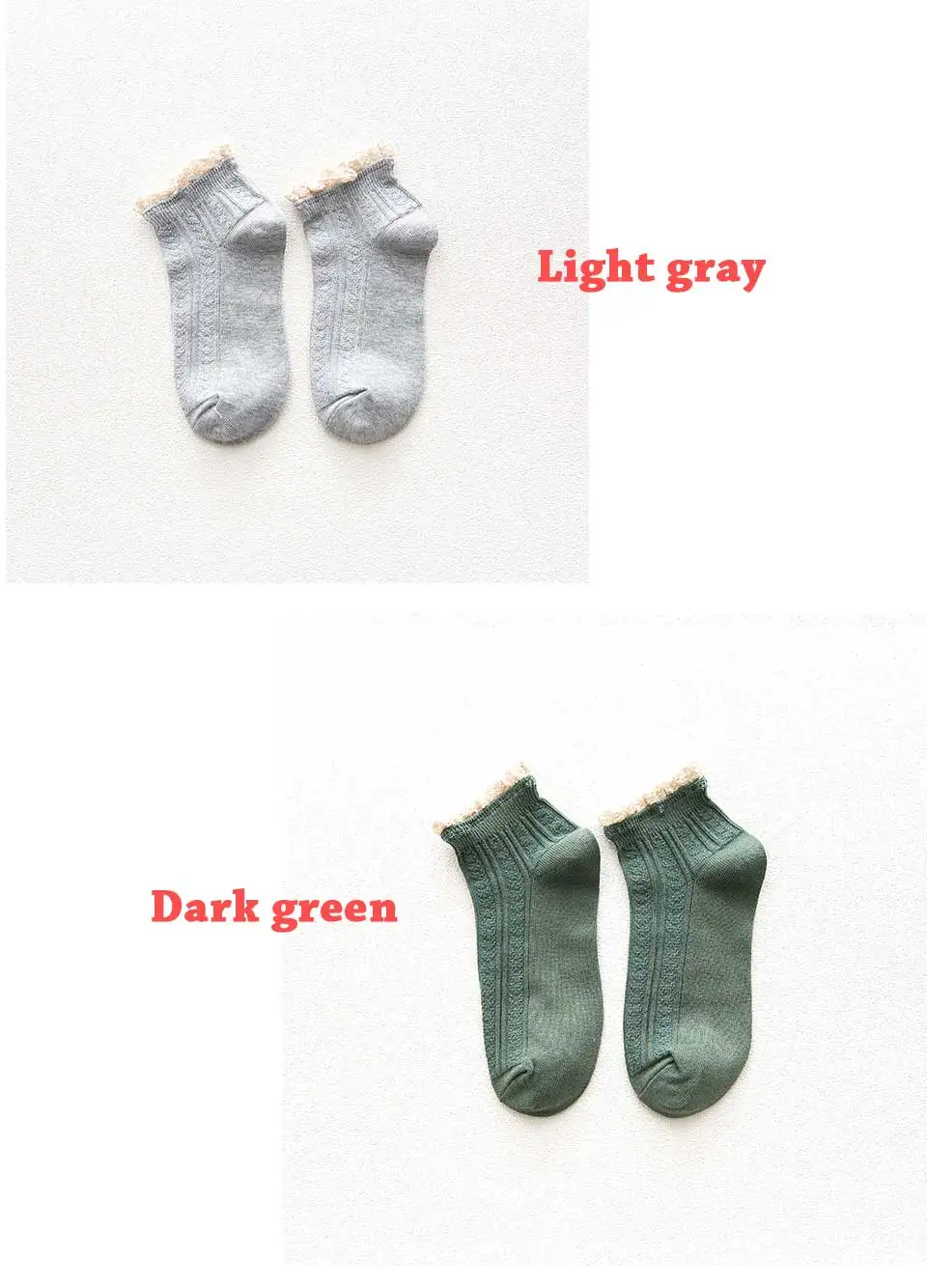 2018 Autumn and Winter New Cotton Short Tube Lace Solid Color Wild Boat Socks Small Fresh Lady Fan Warm Wear (10)