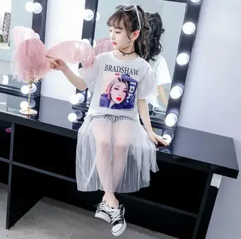 

2019 Korean style girls 2 pcs set patchwork dress+shorts fashion summer girls suit 4-9t B848