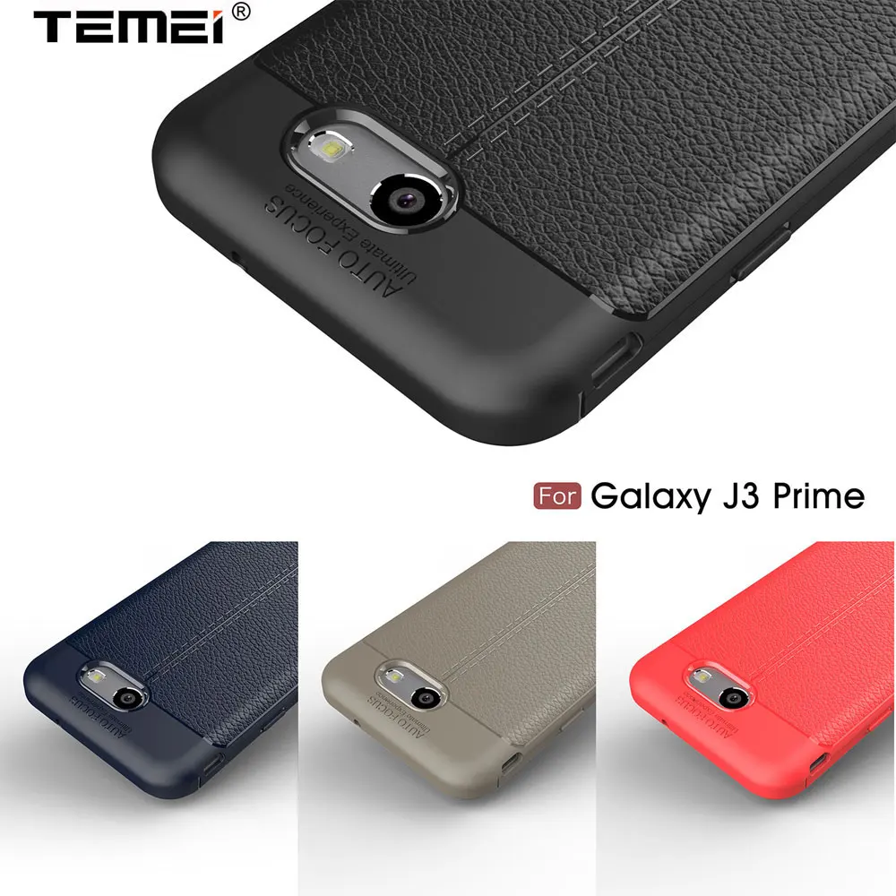 New Leather Grain Pattern Luxury Soft TPU Shell Back Cellphone Case Cover for Samsung Galaxy J3 Prime Retail Packing |