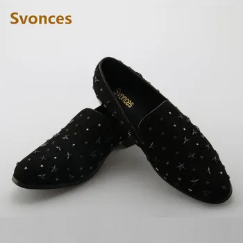 

2018 Fashion Black Flock Mens Casual Shoes Low Heels Sdars Loafers Zapatillas Hombre Man Large Size Flats Party Shoes Man 46