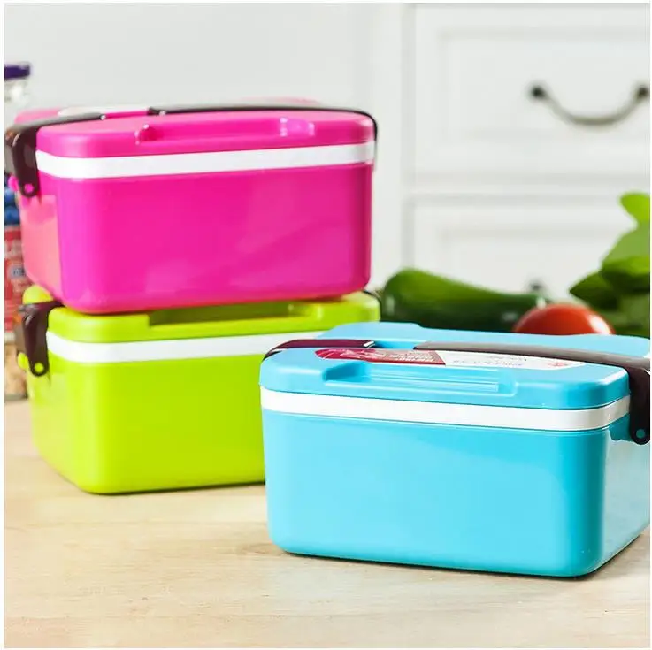 Kitchen Supplies Plastic Portable Children Lunch Box with Fork