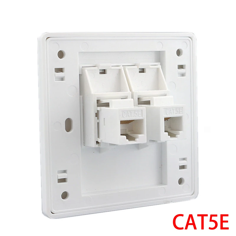 Двойной RJ45 порт Женский интернет расширитель LAN CAT5E настенное покрытие слот для