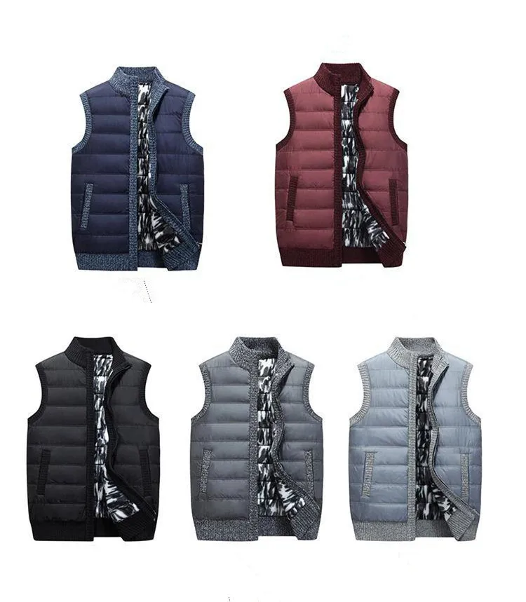 Men Sleeveless Jacket Winter Thickening knitting Vest Men's Slim fit Vest Mens Windproof Warm Waistcoat size M-3XL