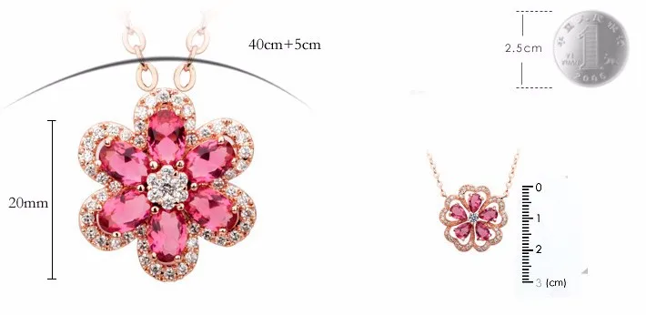 High Quality 18k Gold Plated Cubic Zirconia Pendant necklaces for Women Fashion Pink Austrian Crystal Petals Necklace Love Gifts 6