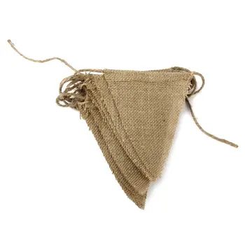 

3yd Jute Fabric Bunting Banner Vintage Flags for Wedding Party Brown