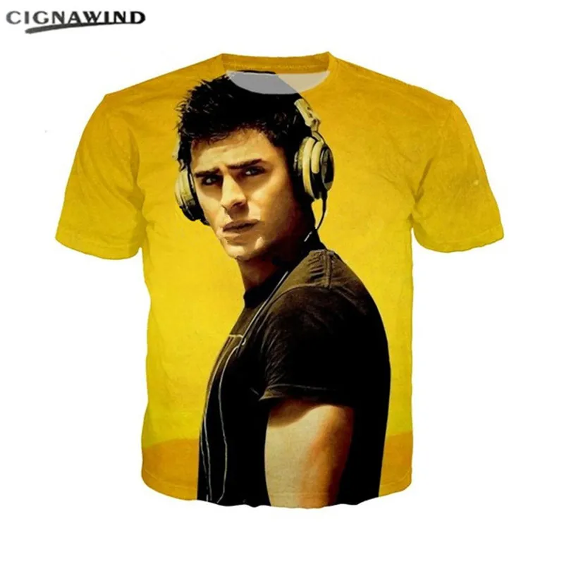 Новые актеры Zac Efron 3D печатные футболки для мужчин/женщин хип хоп летние топы Harajuku