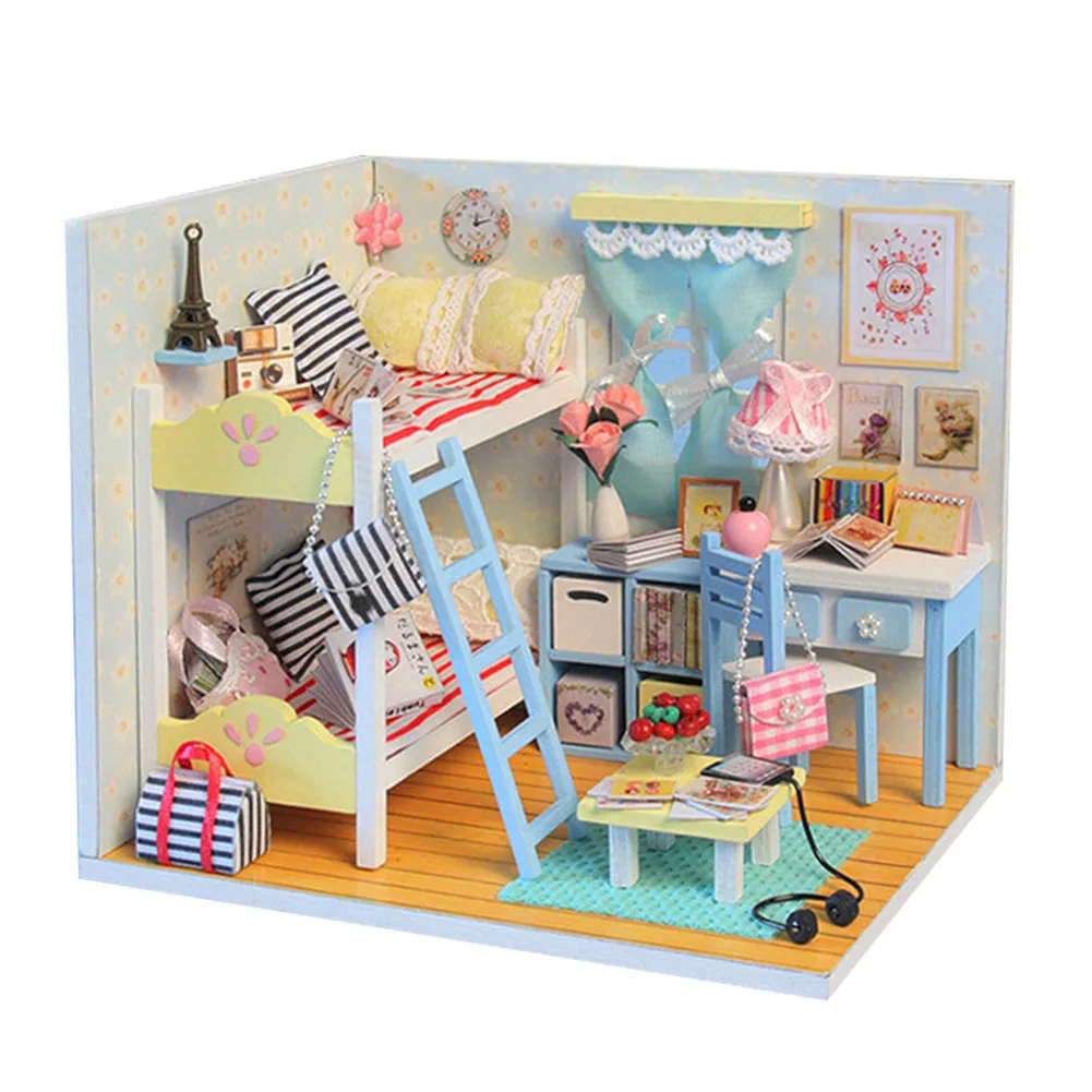 

Miniature Dollhouse DIY Handcraft Kit Furnitures Wooden House Dust-proof Cover Romantic Gift S7JN