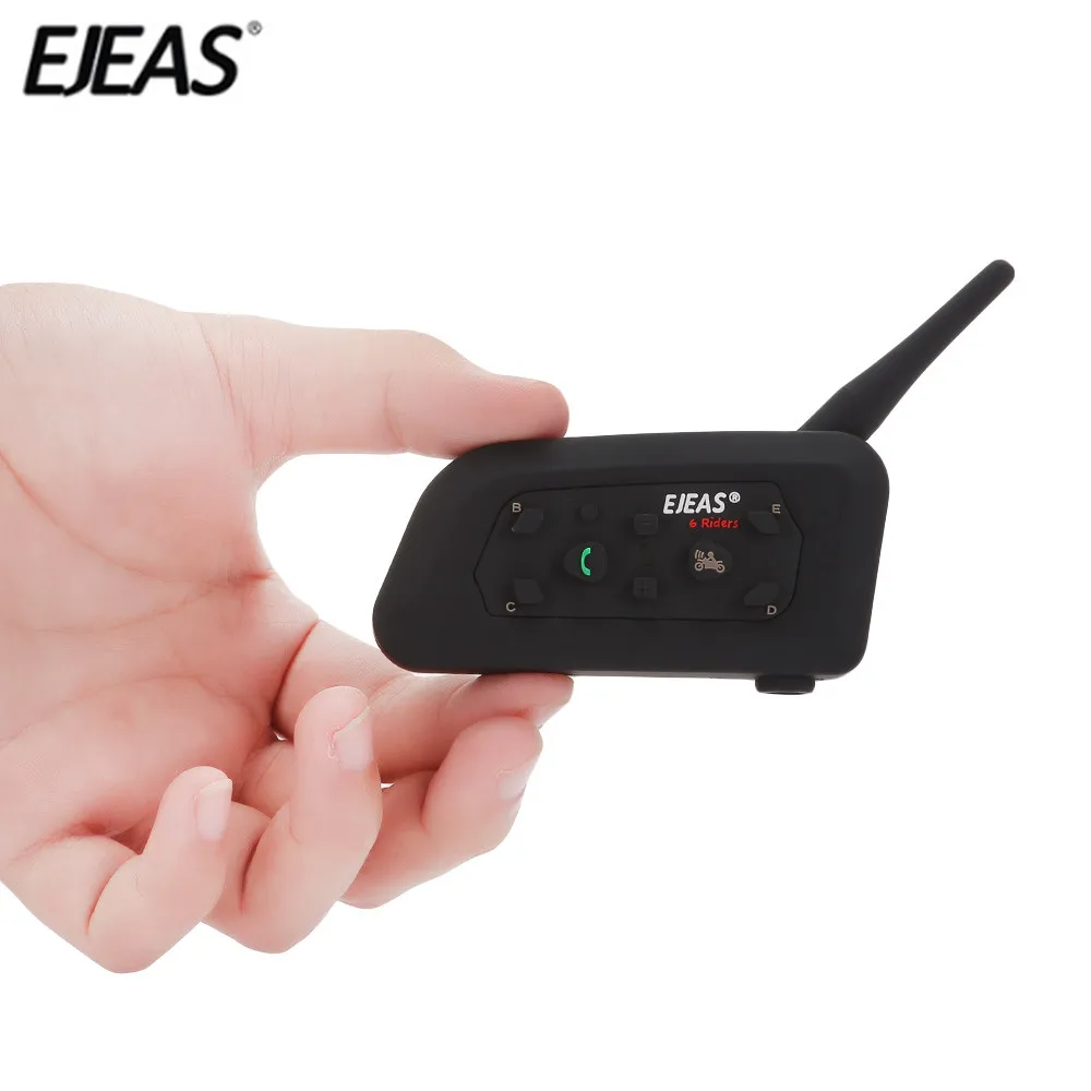 

EJEAS V6 Pro Motorcycle1200M Bluetooth 3.0 Waterproof Helmet for 6 riders Interphone Intercom System 850mAh Li-ion battery
