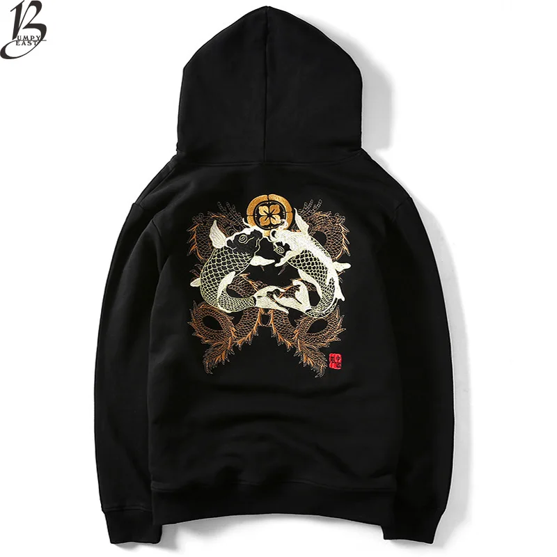 Autumn Hoodies Sweatshirts Chinese Stye Cotton Casual Thin Sweatshirts Long Sleeve Fish and