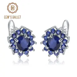 Gem's Ballet 1.89Ct натуральные серьги с голубым сапфиром из чистого 925 пробы серебра, Винтажные серьги-гвоздики для женщин, хорошее ювелирное